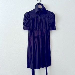 Moussy puff shoulder dress in black puffed sleeves